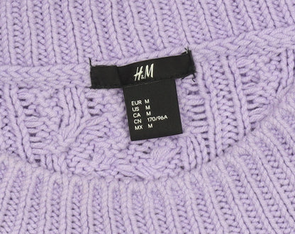 H&M Women’s Purple Cable-Knit Cotton Blend Jumper Size 12