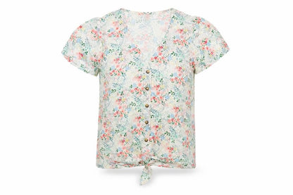 New Look Women's Multicoloured Floral Lace Cropped Blouse Size 8