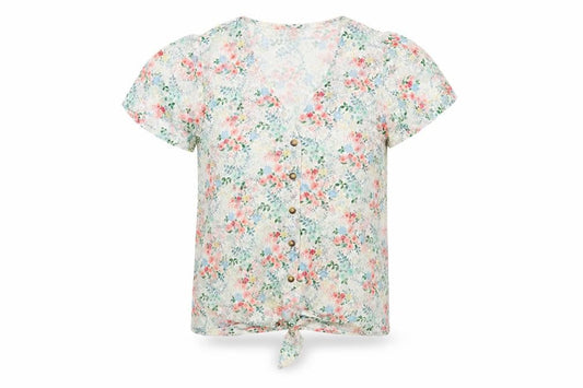 New Look Women's Multicoloured Floral Lace Cropped Blouse Size 8