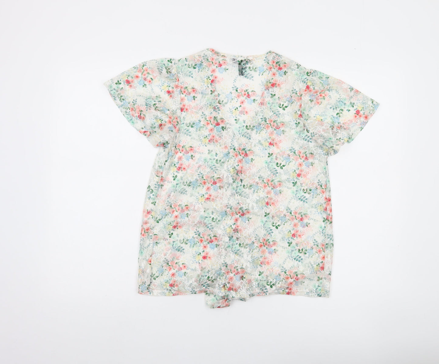 New Look Women's Multicoloured Floral Lace Cropped Blouse Size 8