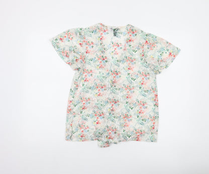 New Look Women's Multicoloured Floral Lace Cropped Blouse Size 8