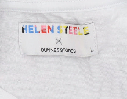 Helen Steele x Dunnes Stores Womens White Animal Print T-Shirt Size L