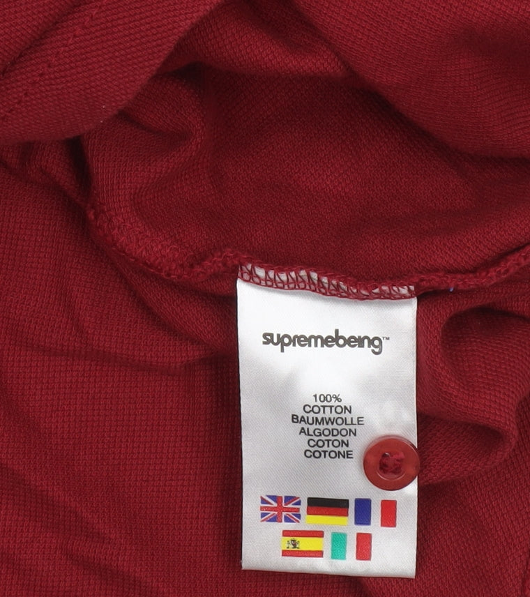 Supremebeing Men's Red Cotton Polo Shirt Size S Casual Classic Fit