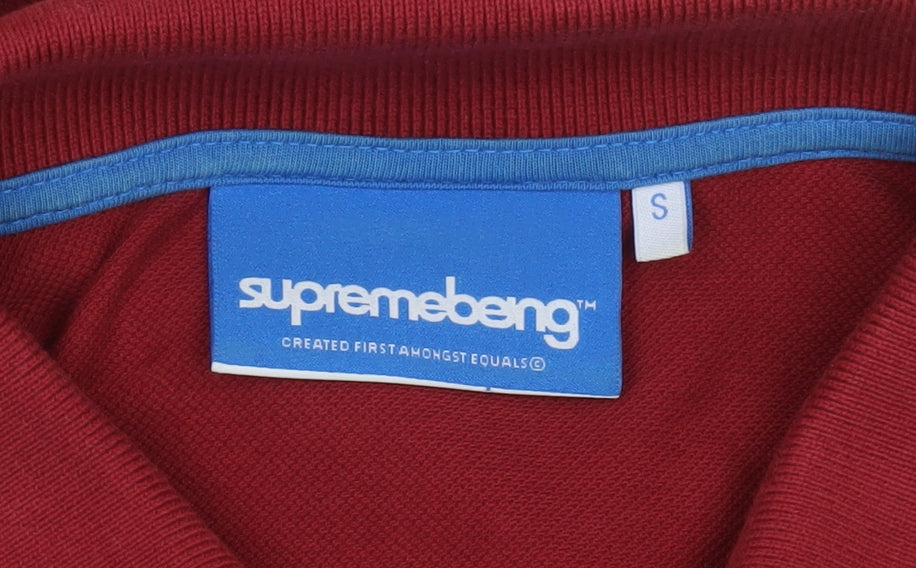Supremebeing Men's Red Cotton Polo Shirt Size S Casual Classic Fit