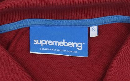 Supremebeing Men's Red Cotton Polo Shirt Size S Casual Classic Fit