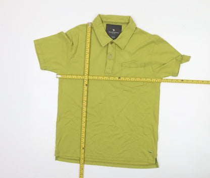 Farrell & Brown Mens Green Cotton Polo Shirt Small Regular Fit