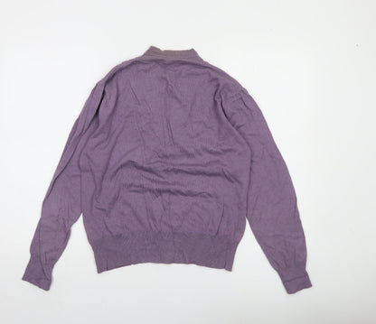 Sasha Women Purple Size 14 Ruffle V-Neck Long Sleeve Pullover Jumper