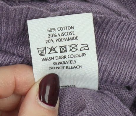 Sasha Women Purple Size 14 Ruffle V-Neck Long Sleeve Pullover Jumper
