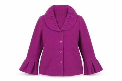 Clodagh Gallython Womens Purple Wool Jacket Size 14 Pleated Cuff