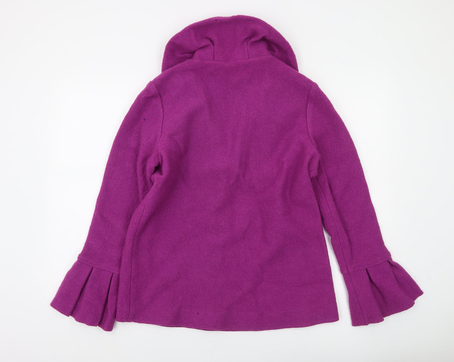 Clodagh Gallython Womens Purple Wool Jacket Size 14 Pleated Cuff