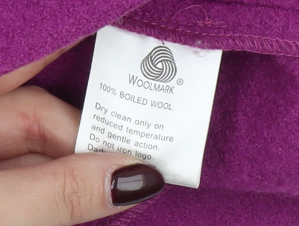 Clodagh Gallython Womens Purple Wool Jacket Size 14 Pleated Cuff