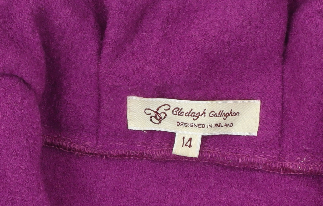 Clodagh Gallython Womens Purple Wool Jacket Size 14 Pleated Cuff