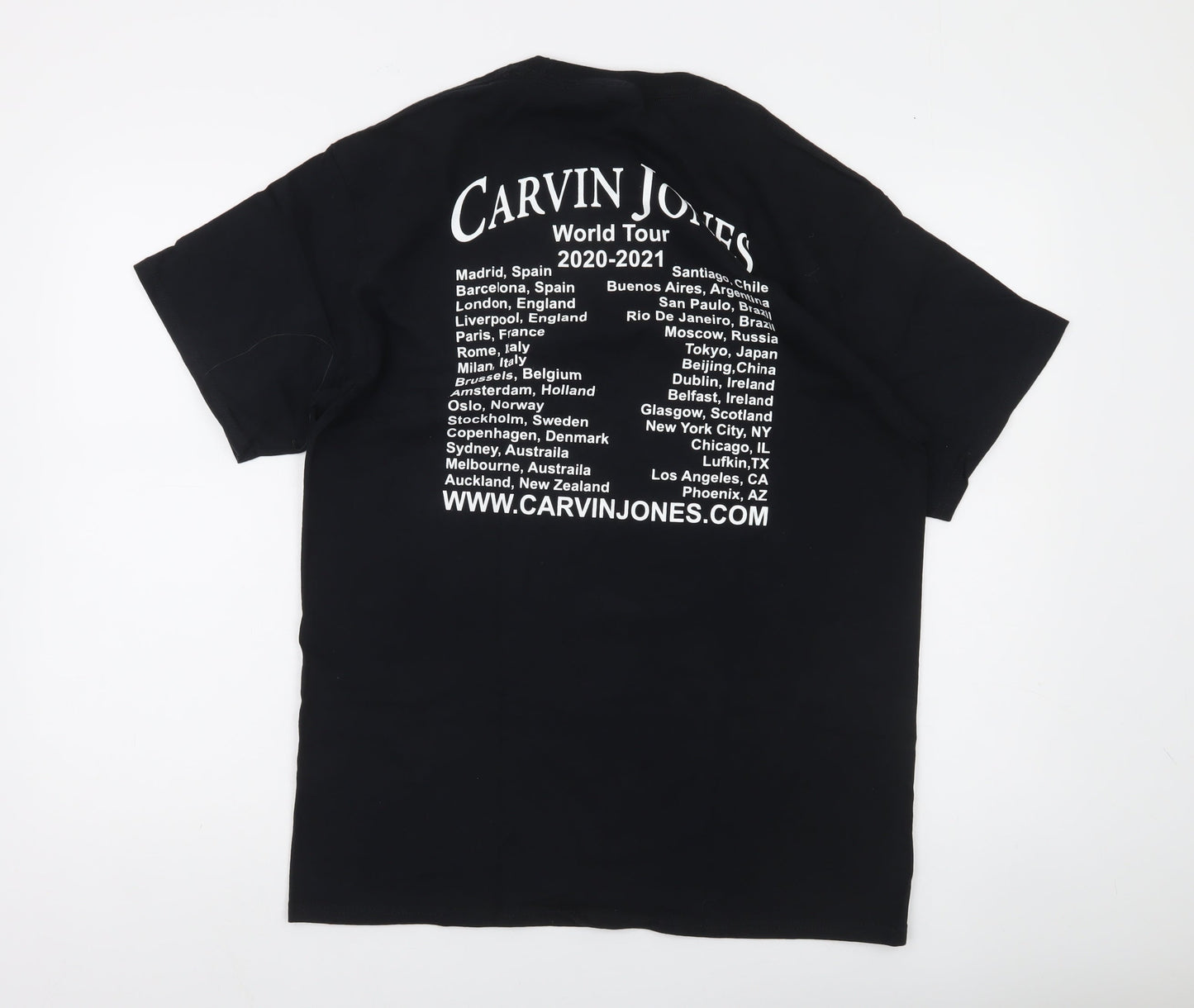 Port & Company Men's Black Carvin Jones World Tour 2020-2021 Graphic T-Shirt Size L