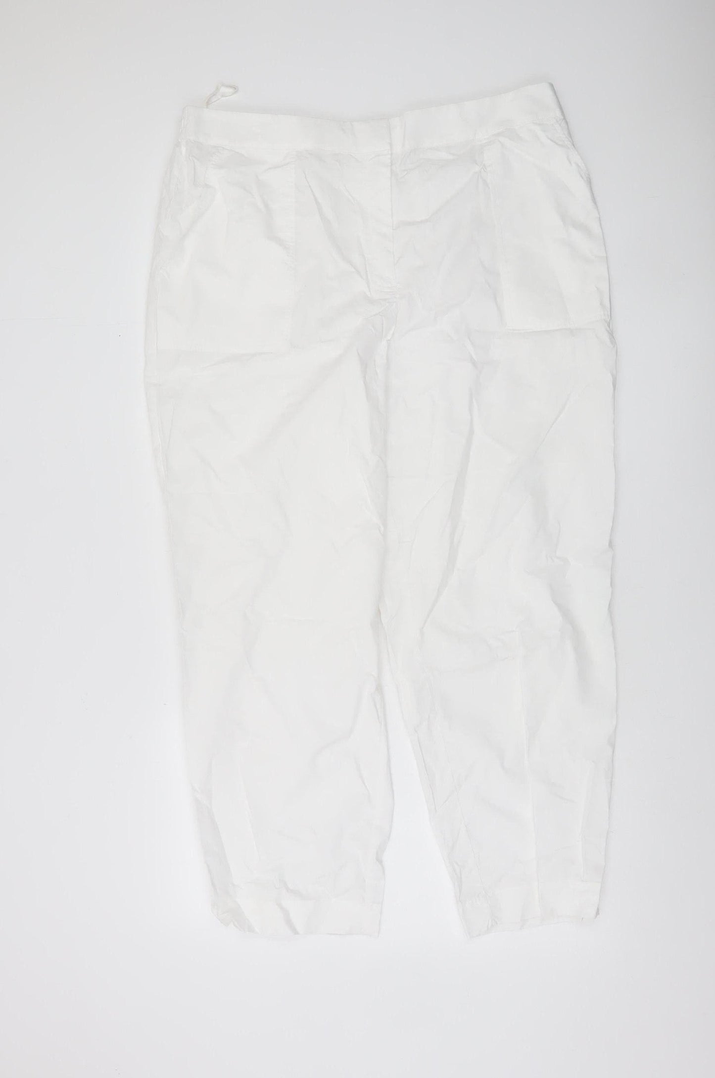 Carolyn Donnelly The Edit Women's White Cropped Cotton Trousers UK 18