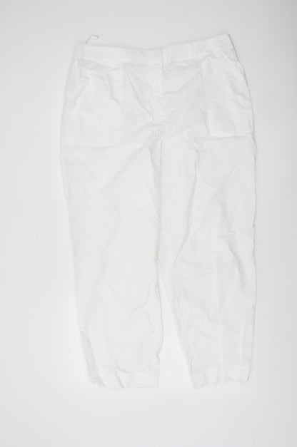 Carolyn Donnelly The Edit Women's White Cropped Cotton Trousers UK 18