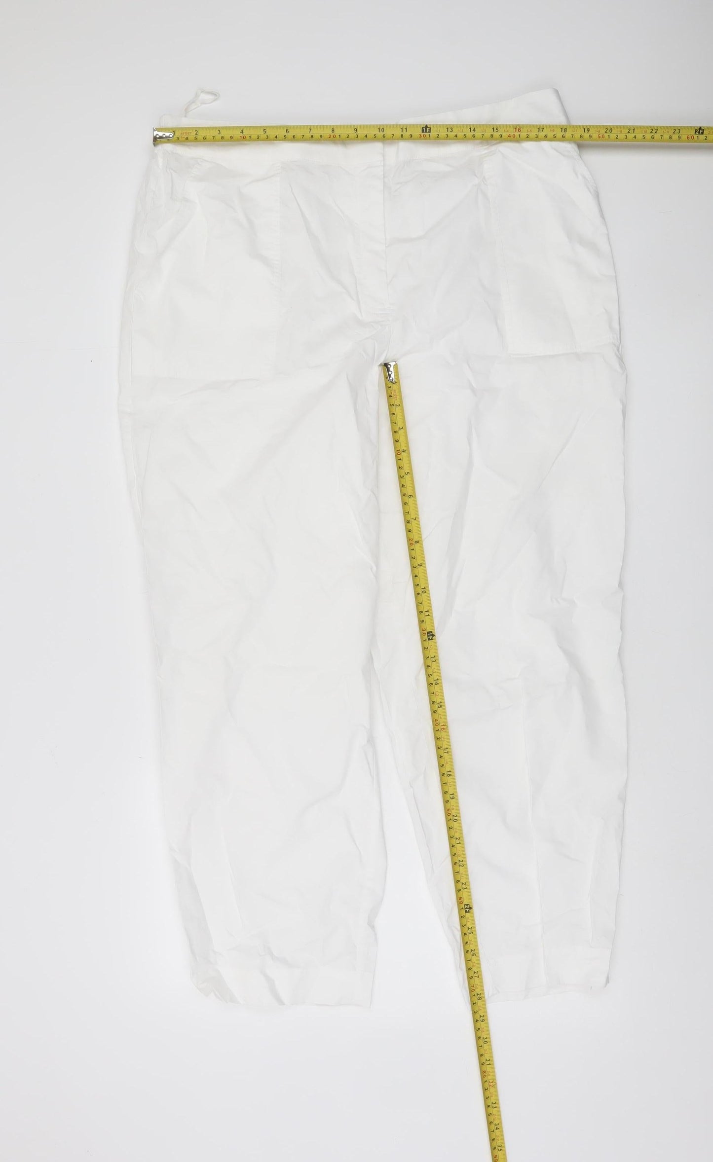 Carolyn Donnelly The Edit Women's White Cropped Cotton Trousers UK 18