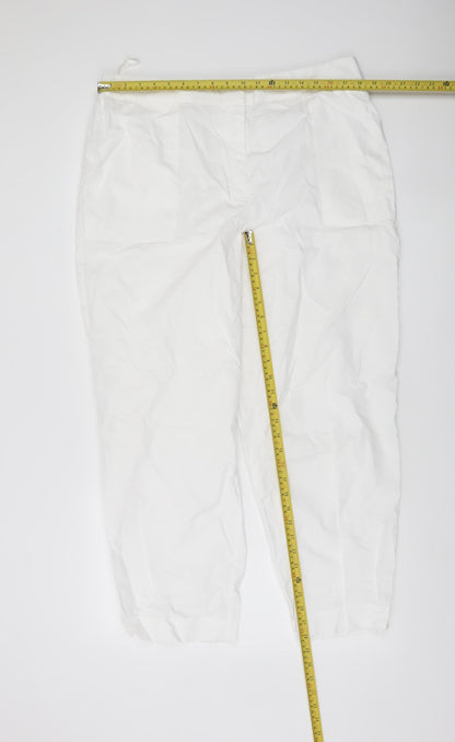 Carolyn Donnelly The Edit Women's White Cropped Cotton Trousers UK 18