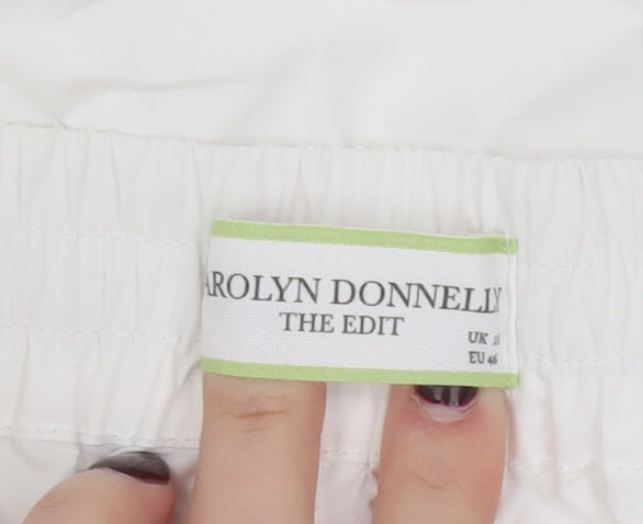 Carolyn Donnelly The Edit Women's White Cropped Cotton Trousers UK 18