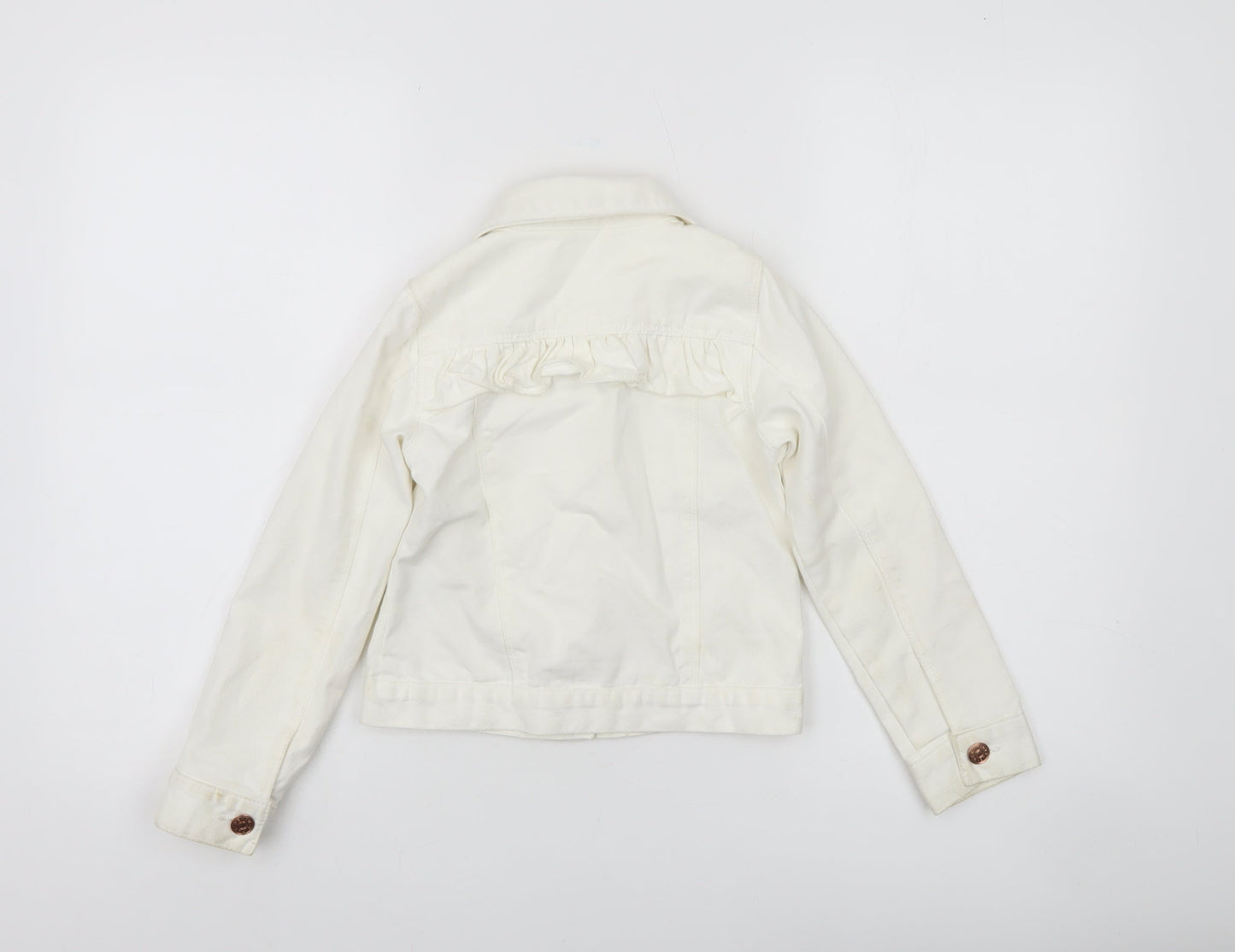 St. Bernard Girls Ivory Cotton Basic Jacket Age 7 Button-Up Ruffle Detail