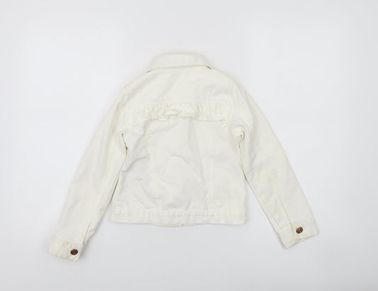 St. Bernard Girls Ivory Cotton Basic Jacket Age 7 Button-Up Ruffle Detail
