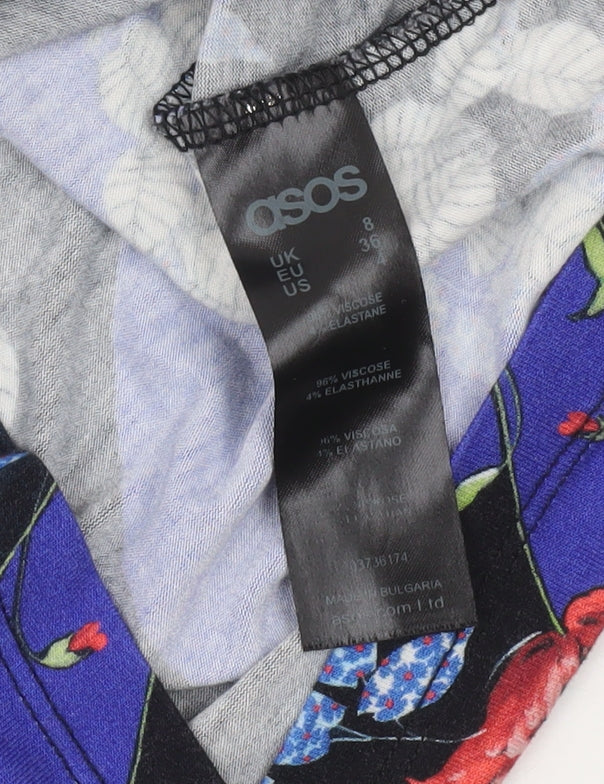 ASOS Women's Multicoloured Floral Bodycon Dress Size 8