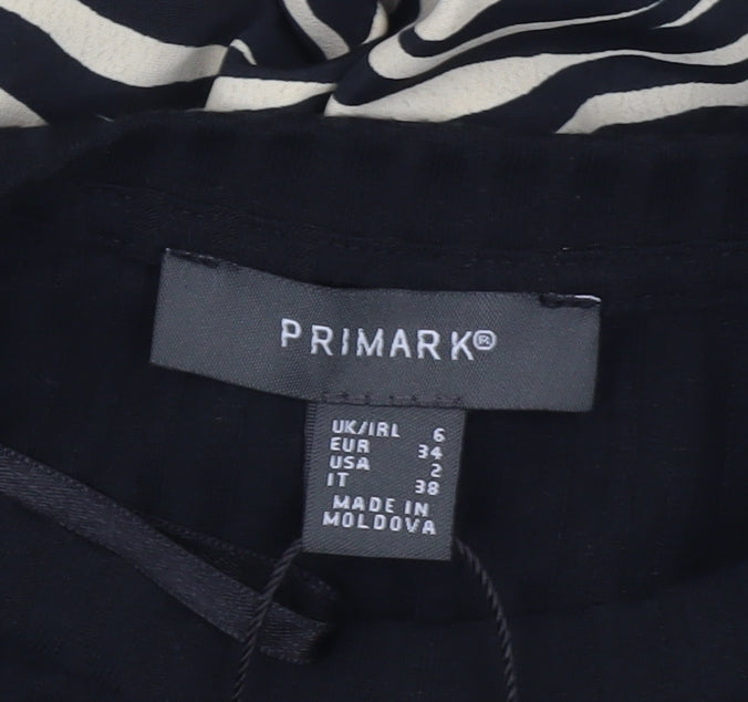 Primark Women’s Black Zebra Print Midi Bodycon Dress Size 6