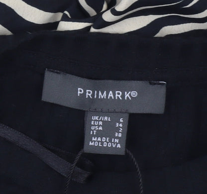 Primark Women’s Black Zebra Print Midi Bodycon Dress Size 6