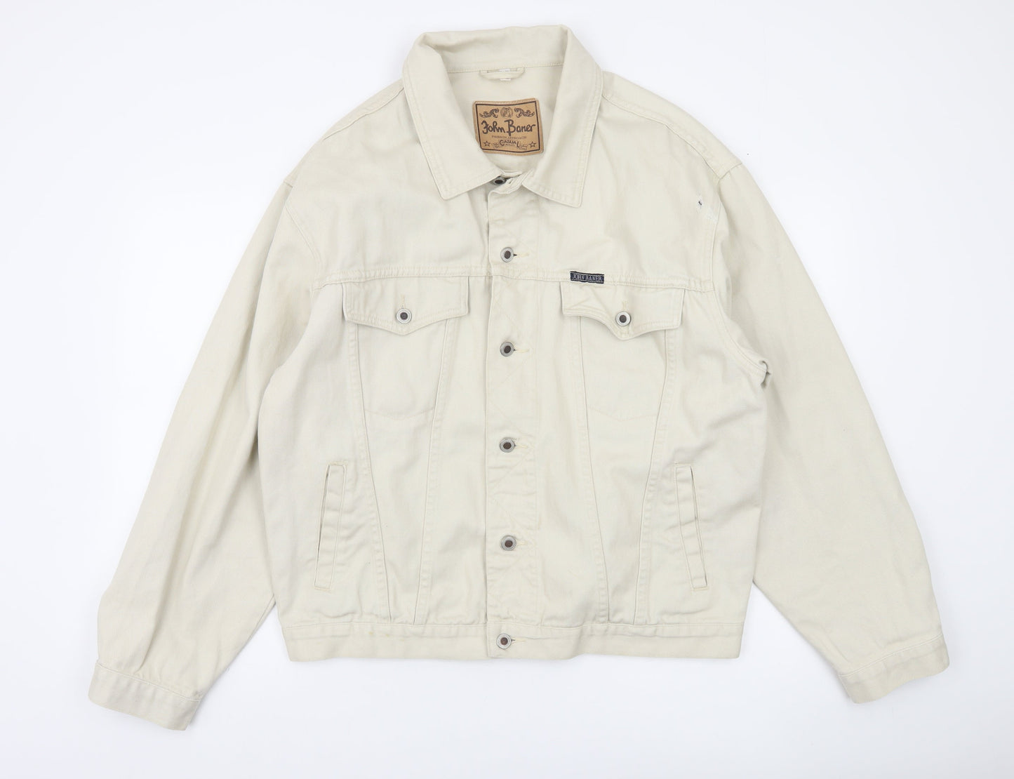 John Baner Men’s Beige Cotton Twill Basic Jacket Size 44 Regular