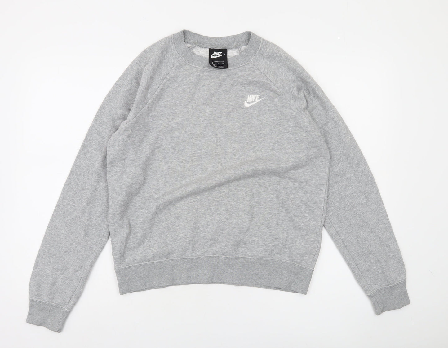 Nike Women Grey Small Crew Neck Long Sleeve Pullover Sweatshirt