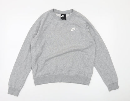 Nike Women Grey Small Crew Neck Long Sleeve Pullover Sweatshirt