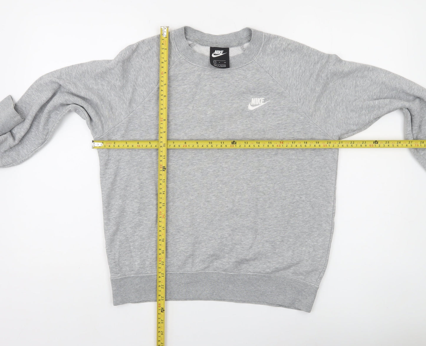 Nike Women Grey Small Crew Neck Long Sleeve Pullover Sweatshirt