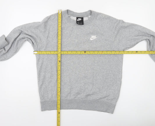 Nike Women Grey Small Crew Neck Long Sleeve Pullover Sweatshirt