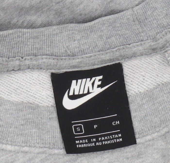 Nike Women Grey Small Crew Neck Long Sleeve Pullover Sweatshirt