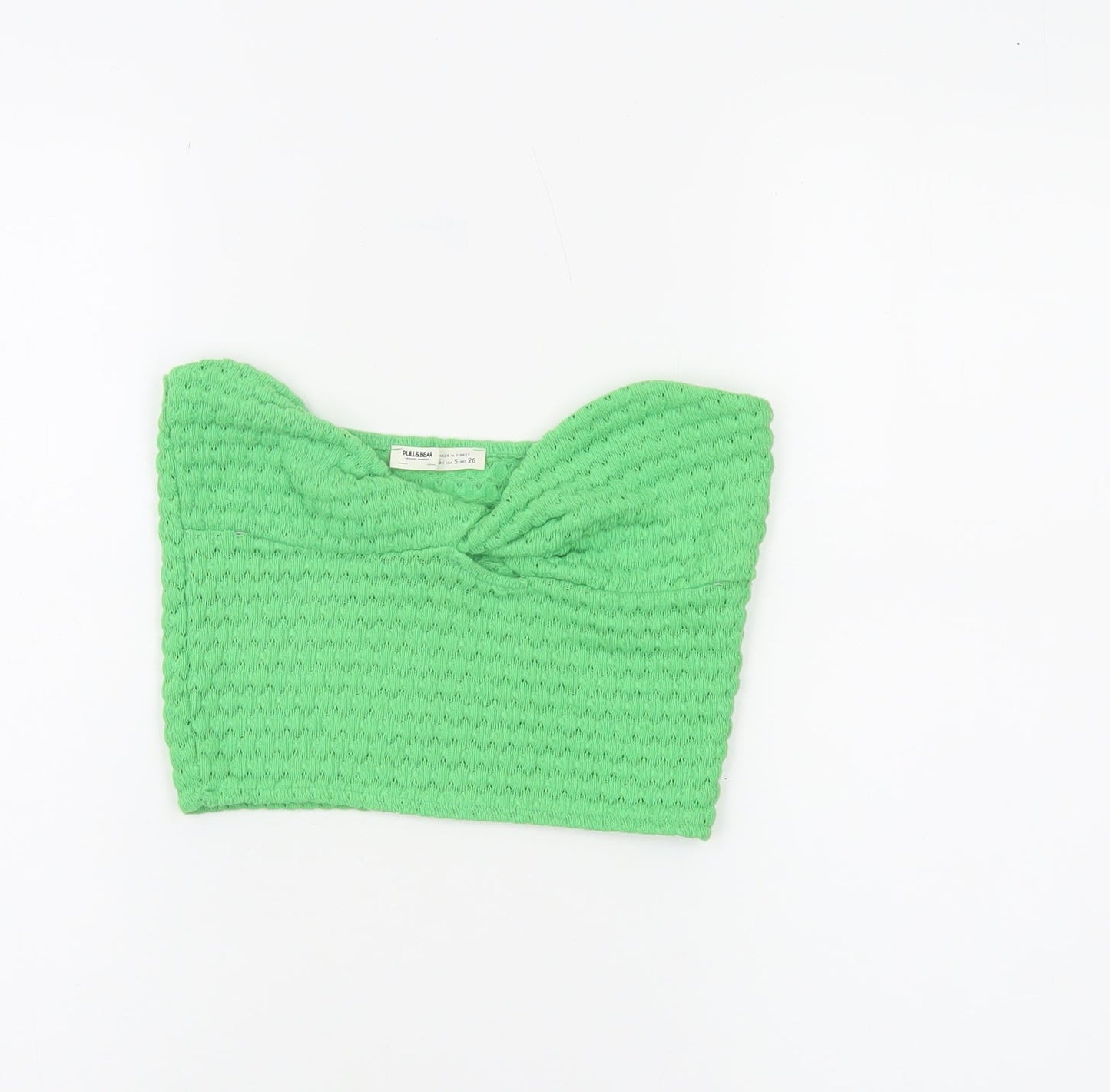 Pull&Bear Women’s Green Cropped Knit Strapless Tank Top Size S