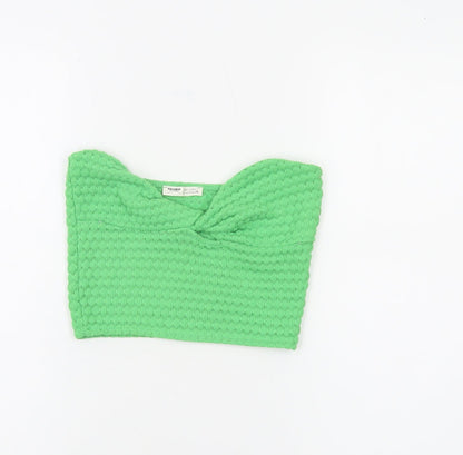 Pull&Bear Women’s Green Cropped Knit Strapless Tank Top Size S