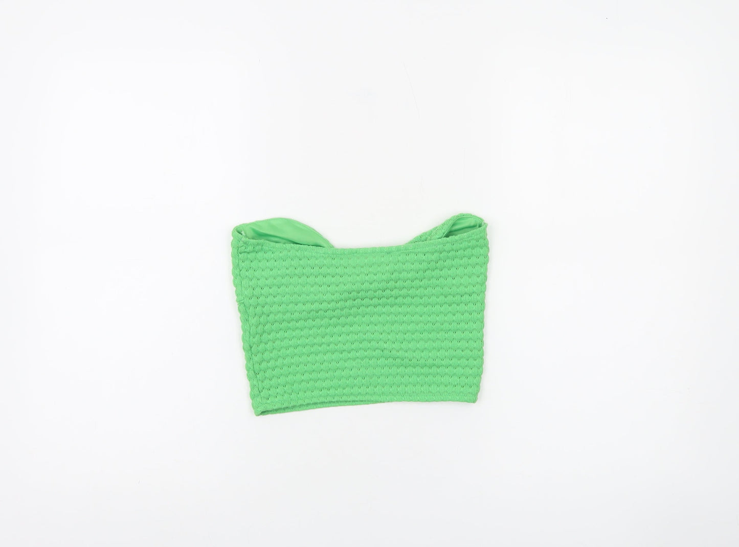 Pull&Bear Women’s Green Cropped Knit Strapless Tank Top Size S