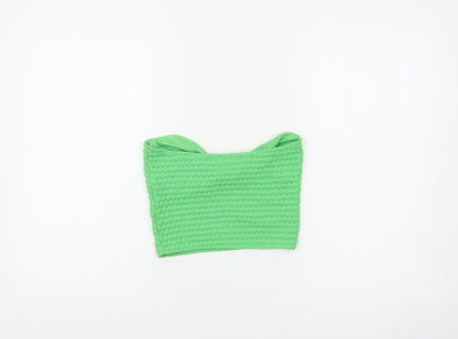 Pull&Bear Women’s Green Cropped Knit Strapless Tank Top Size S