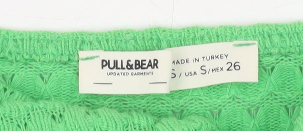Pull&Bear Women’s Green Cropped Knit Strapless Tank Top Size S