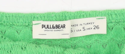 Pull&Bear Women’s Green Cropped Knit Strapless Tank Top Size S