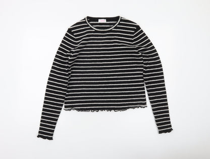 Savida Women's Black Striped Crew Neck Knit Jumper Size 16