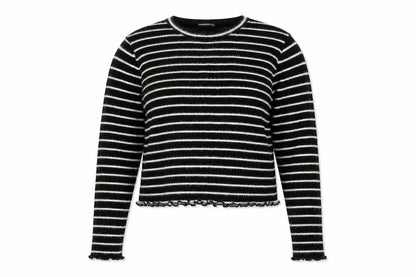 Savida Women's Black Striped Crew Neck Knit Jumper Size 16