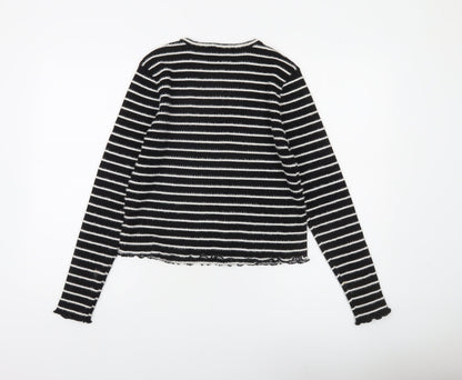 Savida Women's Black Striped Crew Neck Knit Jumper Size 16