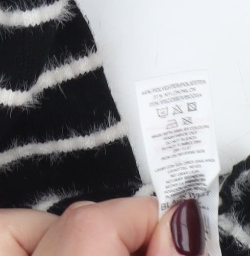 Savida Women's Black Striped Crew Neck Knit Jumper Size 16