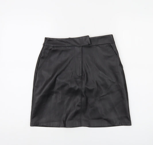 Dunnes Stores Women’s Black Faux Leather Pencil Skirt Size 8 Knee Length