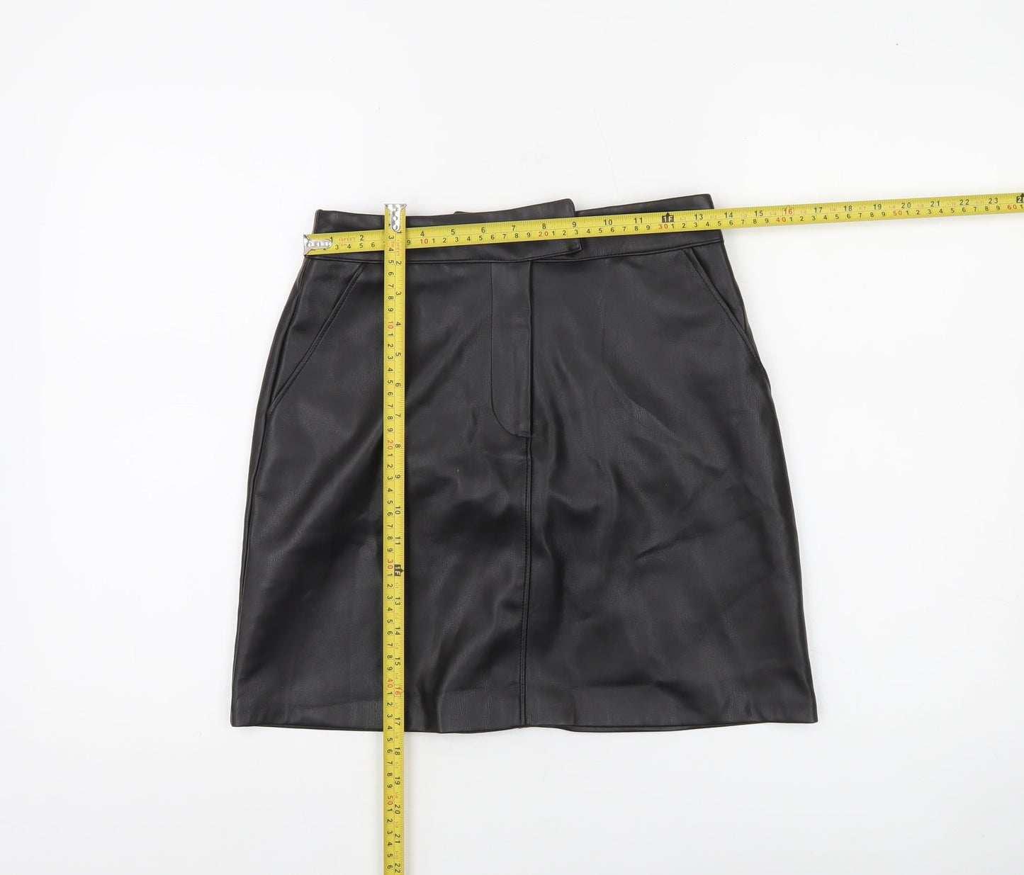 Dunnes Stores Women’s Black Faux Leather Pencil Skirt Size 8 Knee Length