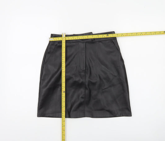 Dunnes Stores Women’s Black Faux Leather Pencil Skirt Size 8 Knee Length