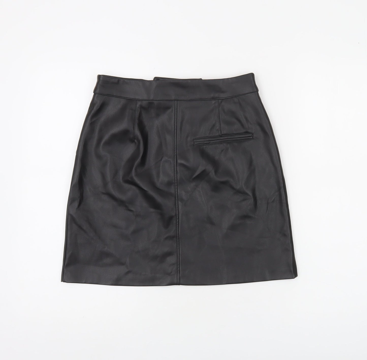 Dunnes Stores Women’s Black Faux Leather Pencil Skirt Size 8 Knee Length