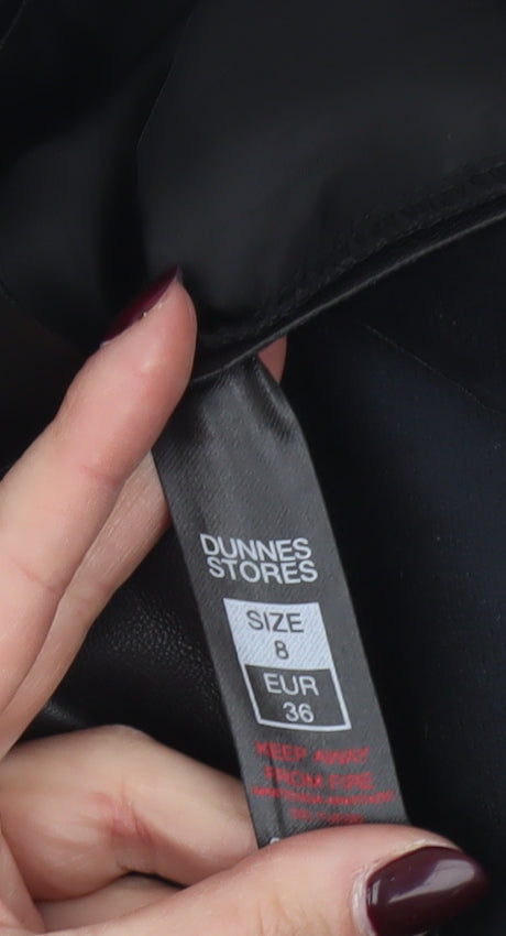 Dunnes Stores Women’s Black Faux Leather Pencil Skirt Size 8 Knee Length