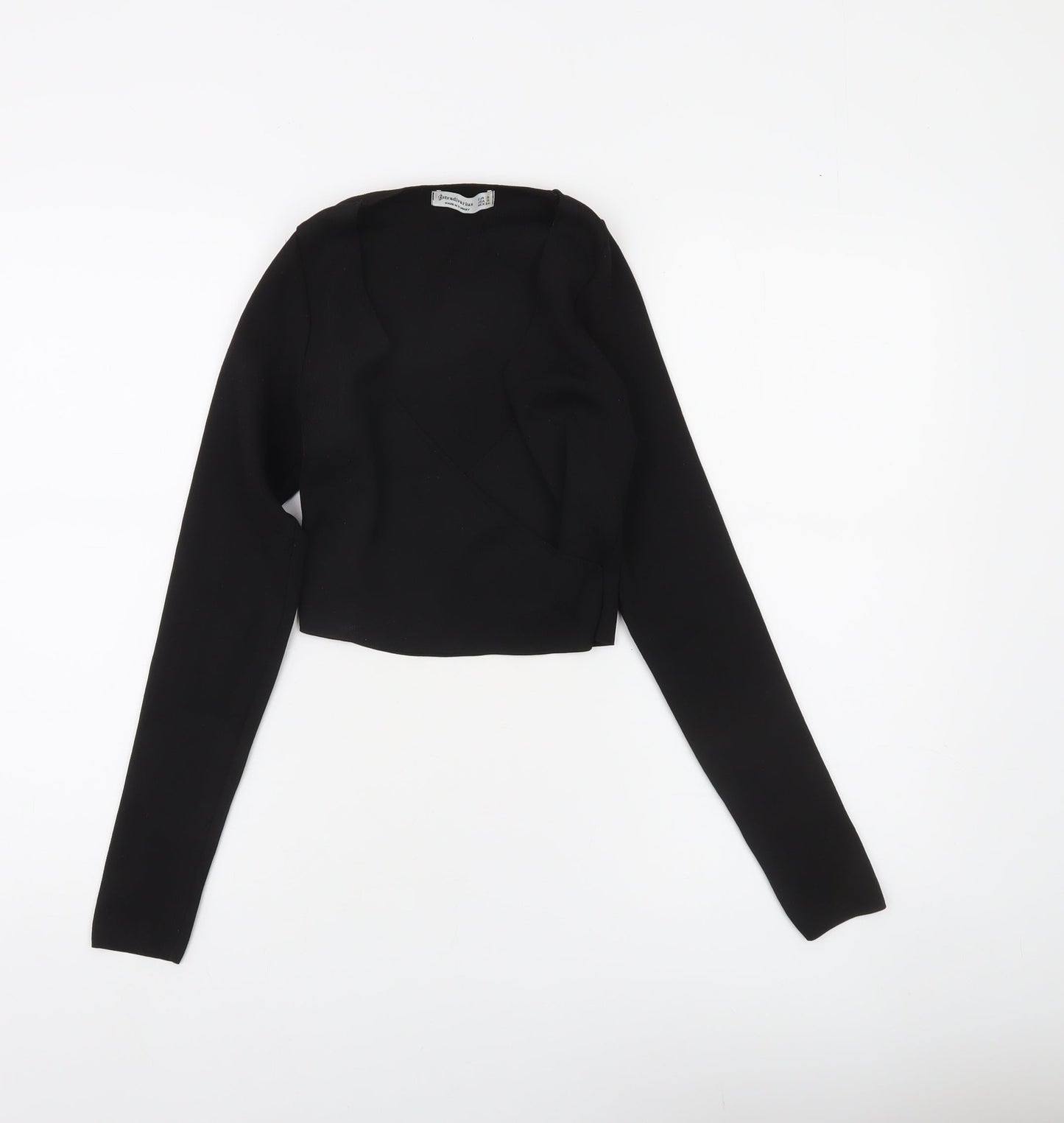 Stradivarius Women's Black Wrap Knitted Jumper Size S