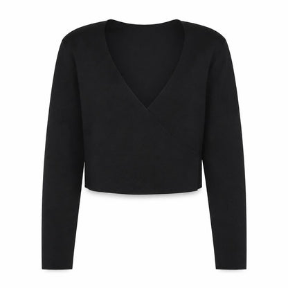 Stradivarius Women's Black Wrap Knitted Jumper Size S